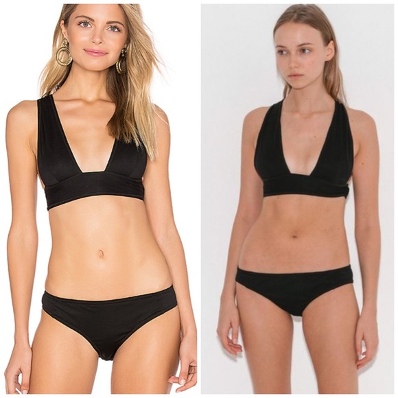 RACHEL COMEY Allee Bikini Top Black Deep V - Picture 3 of 6